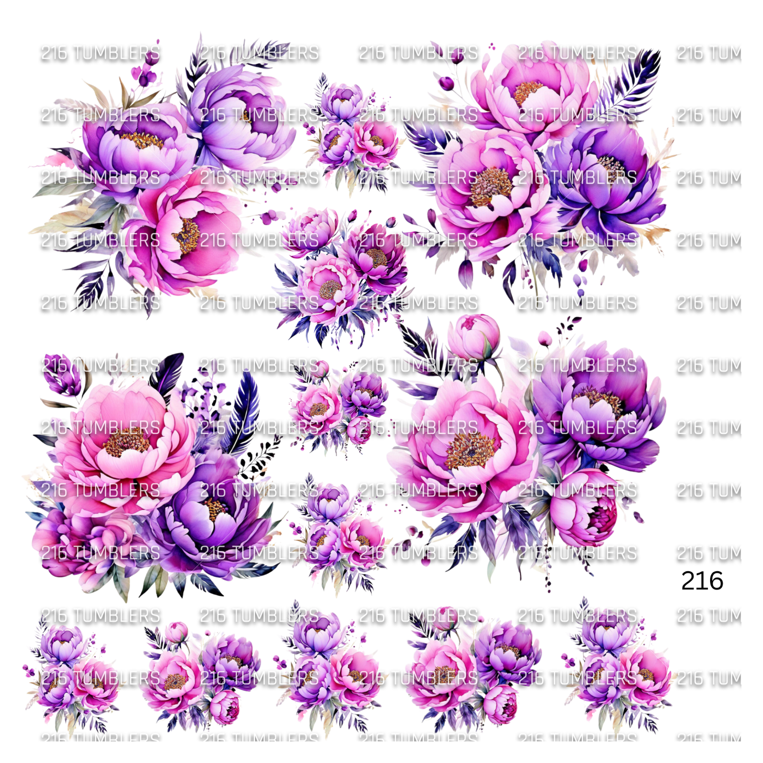 1070 OLD SCHOOL FLOWERS - 216 Tumblers