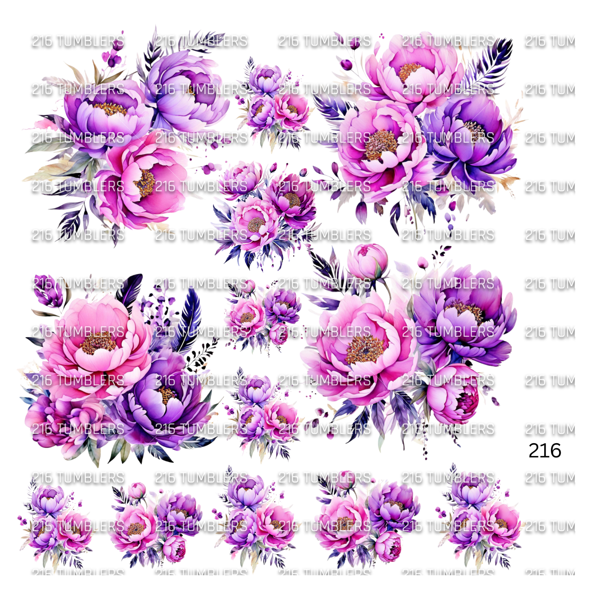 1070 OLD SCHOOL FLOWERS - 216 Tumblers
