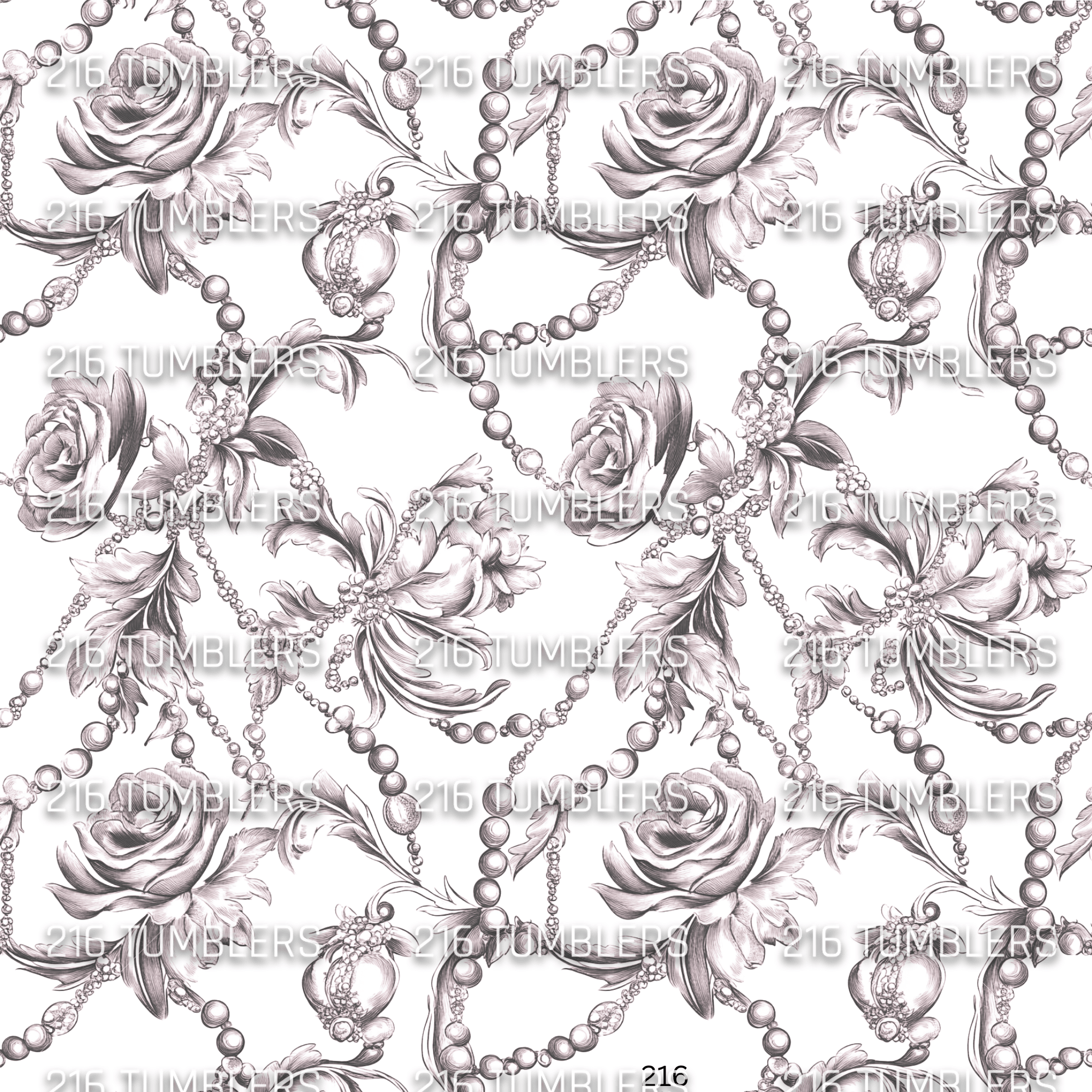 1075 PURPLE FLOWER STRAND W/PEARLS - 216 Tumblers