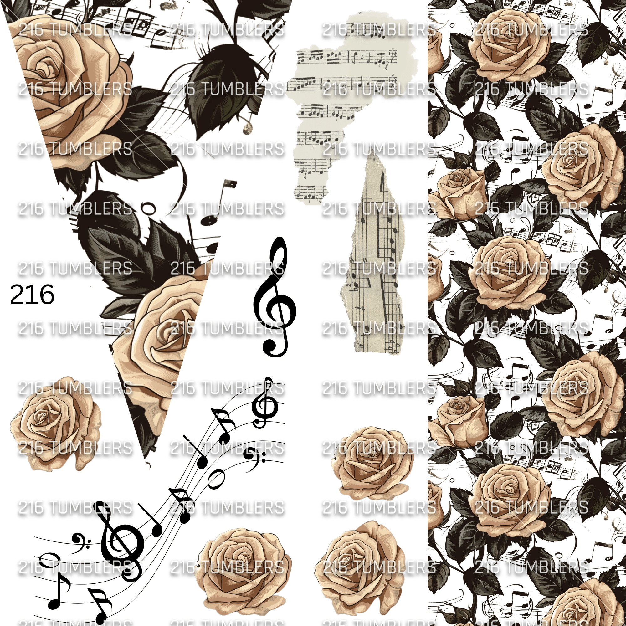 1078 MUSICAL ROSES V SPLIT - 216 Tumblers