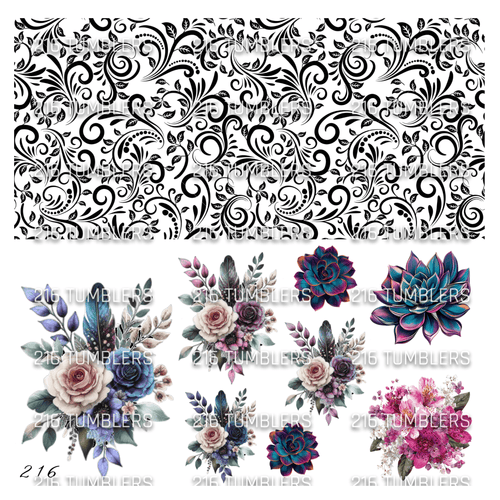 1083 TOOLED AND FLOWERS - 216 Tumblers