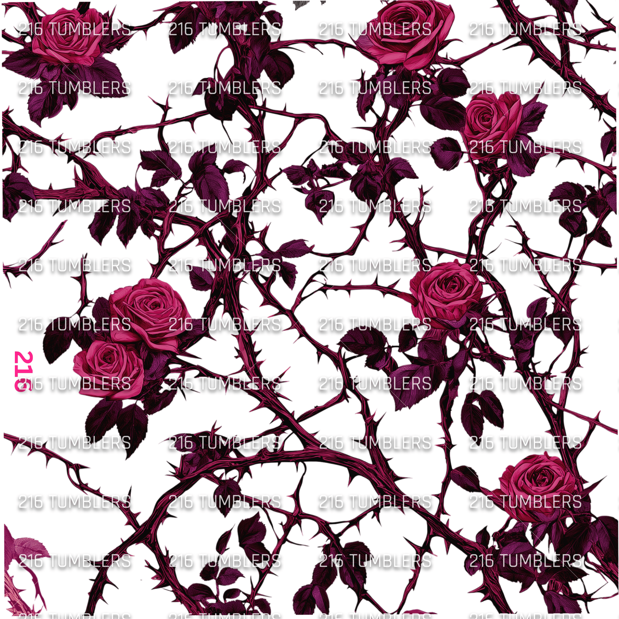 1099 PINK THORNED ROSES - 216 Tumblers