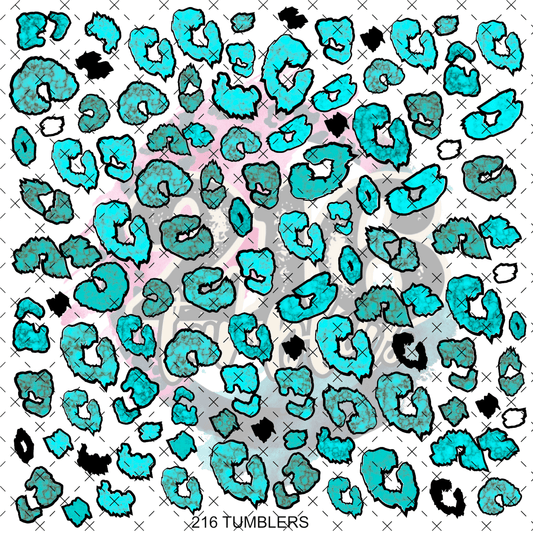 10X10 - 101 MARBLE TURQUOISE LEOPARD UVDTF - 216 Tumblers