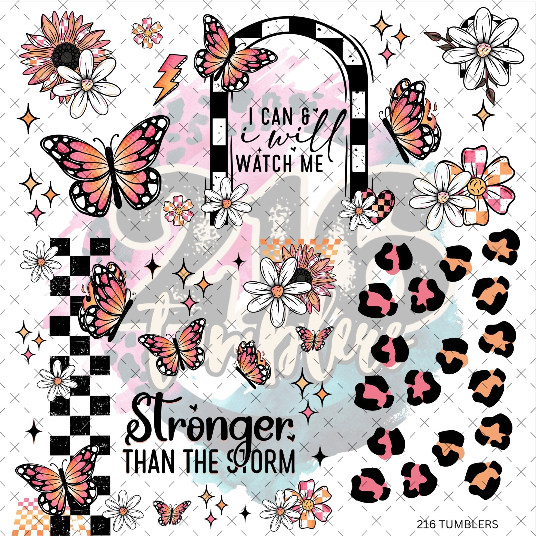 10X10 - 108 POSTIVE THINGS WITH BUTTERFLIES - 216 Tumblers