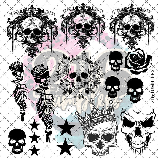 10X10 - 120 Skull Outline - 216 Tumblers