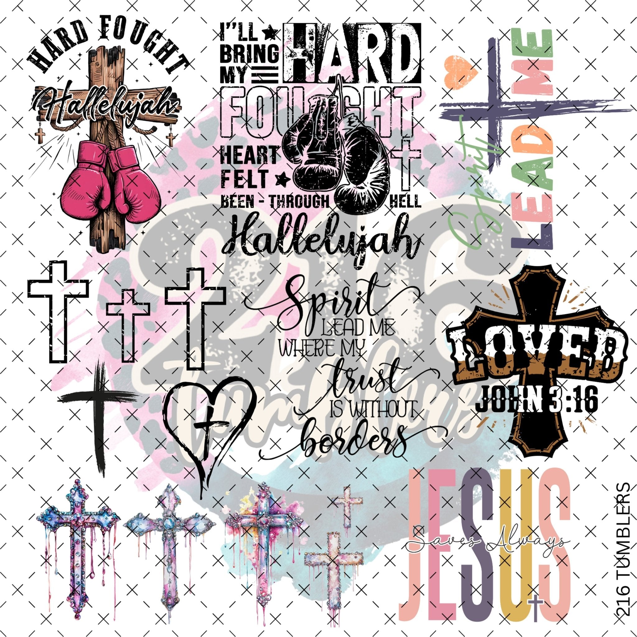 10X10 - 122 Faith Based - 216 Tumblers