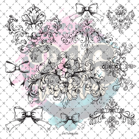 10X10 - 125 Bowtie Outline - 216 Tumblers