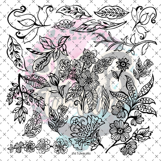 10X10 - 126 Flower Outlines - 216 Tumblers