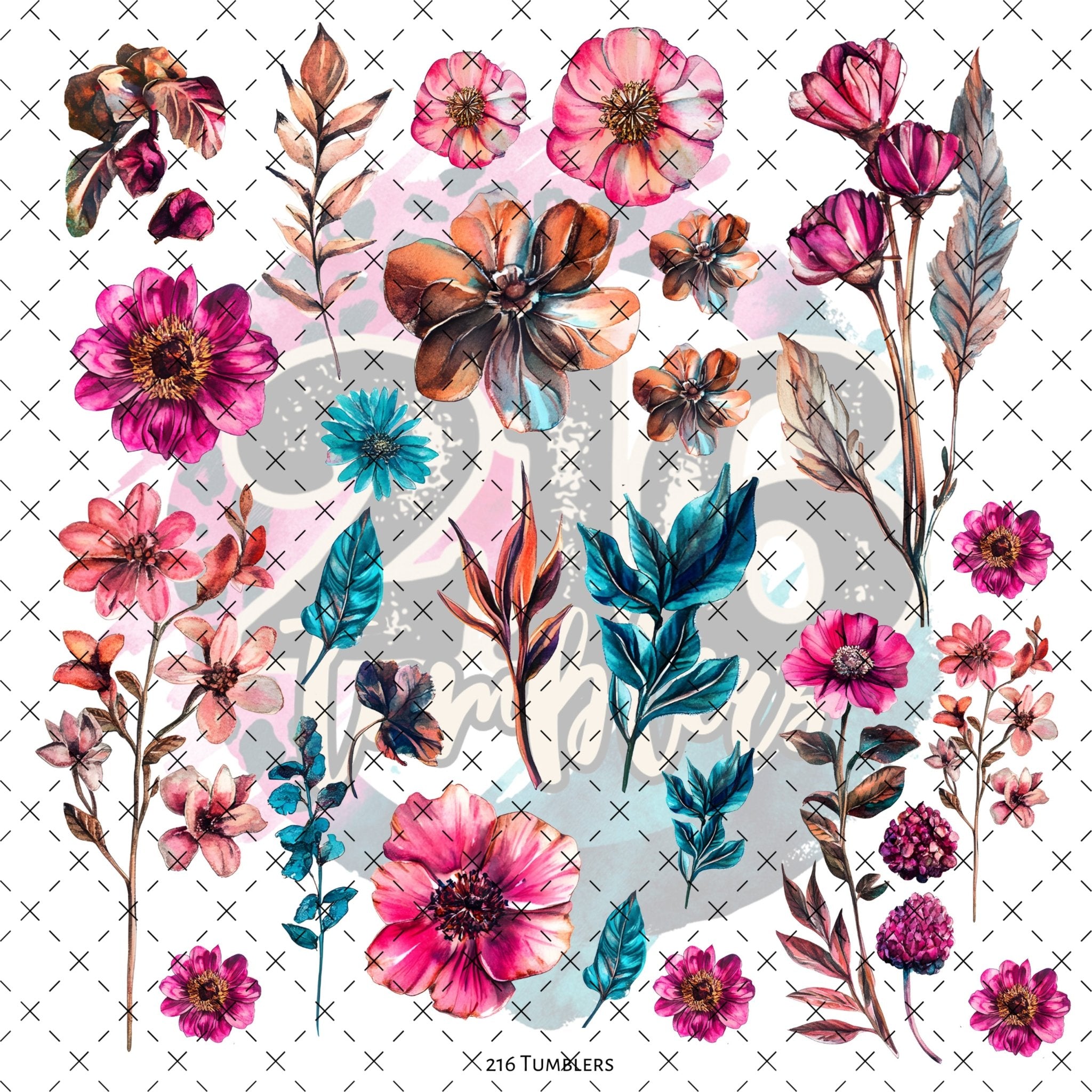 10X10 - 132 Tower Flowers - 216 Tumblers