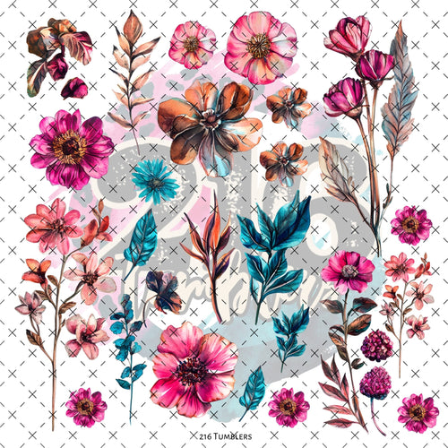 10X10 - 132 Tower Flowers - 216 Tumblers
