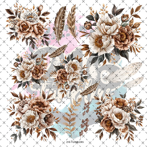 10X10 - 134 Chocolate Honey Florals - 216 Tumblers