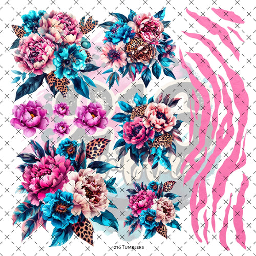 10X10 - 135 Pink Zebra Floral - 216 Tumblers
