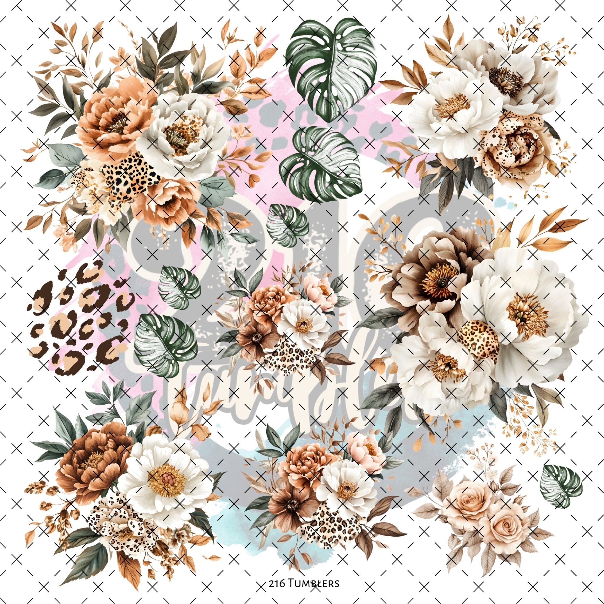 10X10 - 141 Boho Floral Monstera - 216 Tumblers