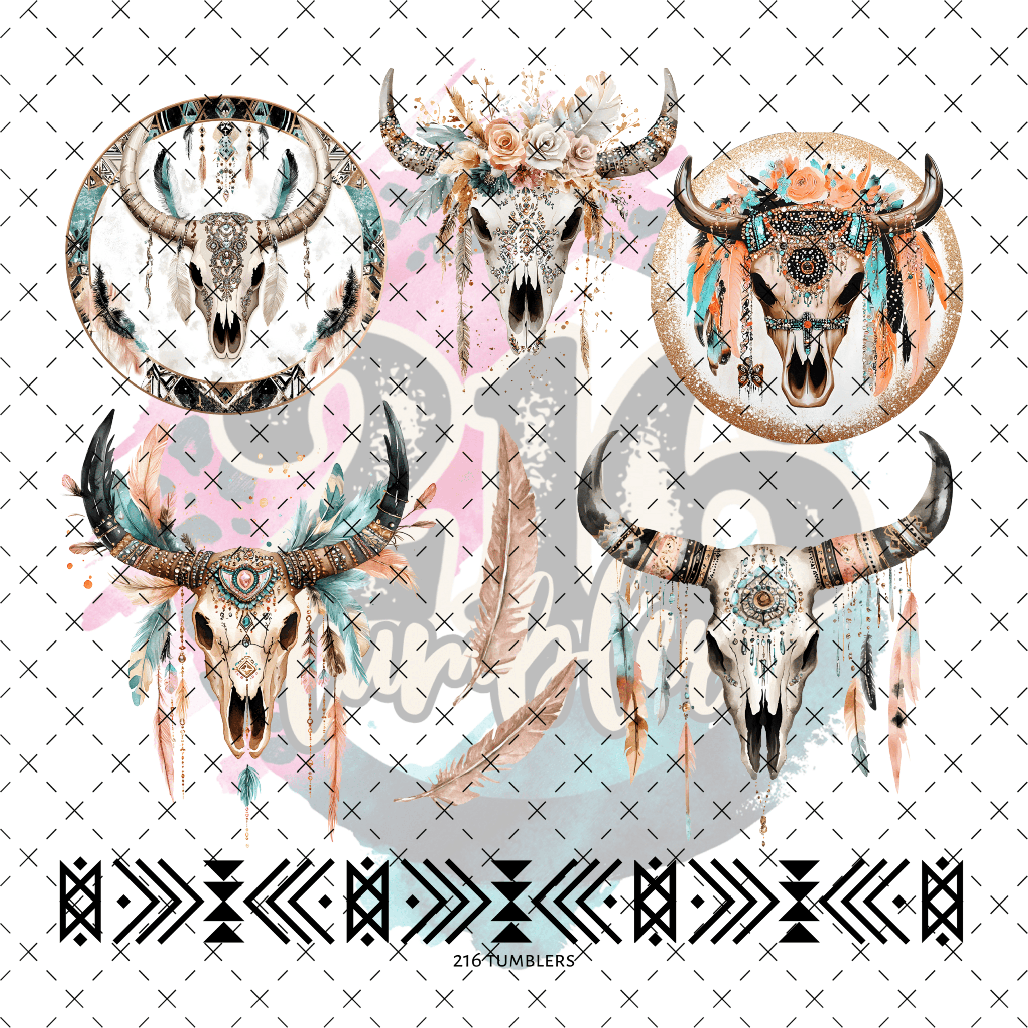 10X10 - 144 Western Bull - 216 Tumblers