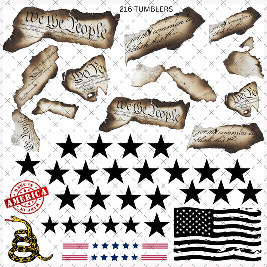 10X10 - 153 BURNT EDGES / 'MERICA - 216 Tumblers