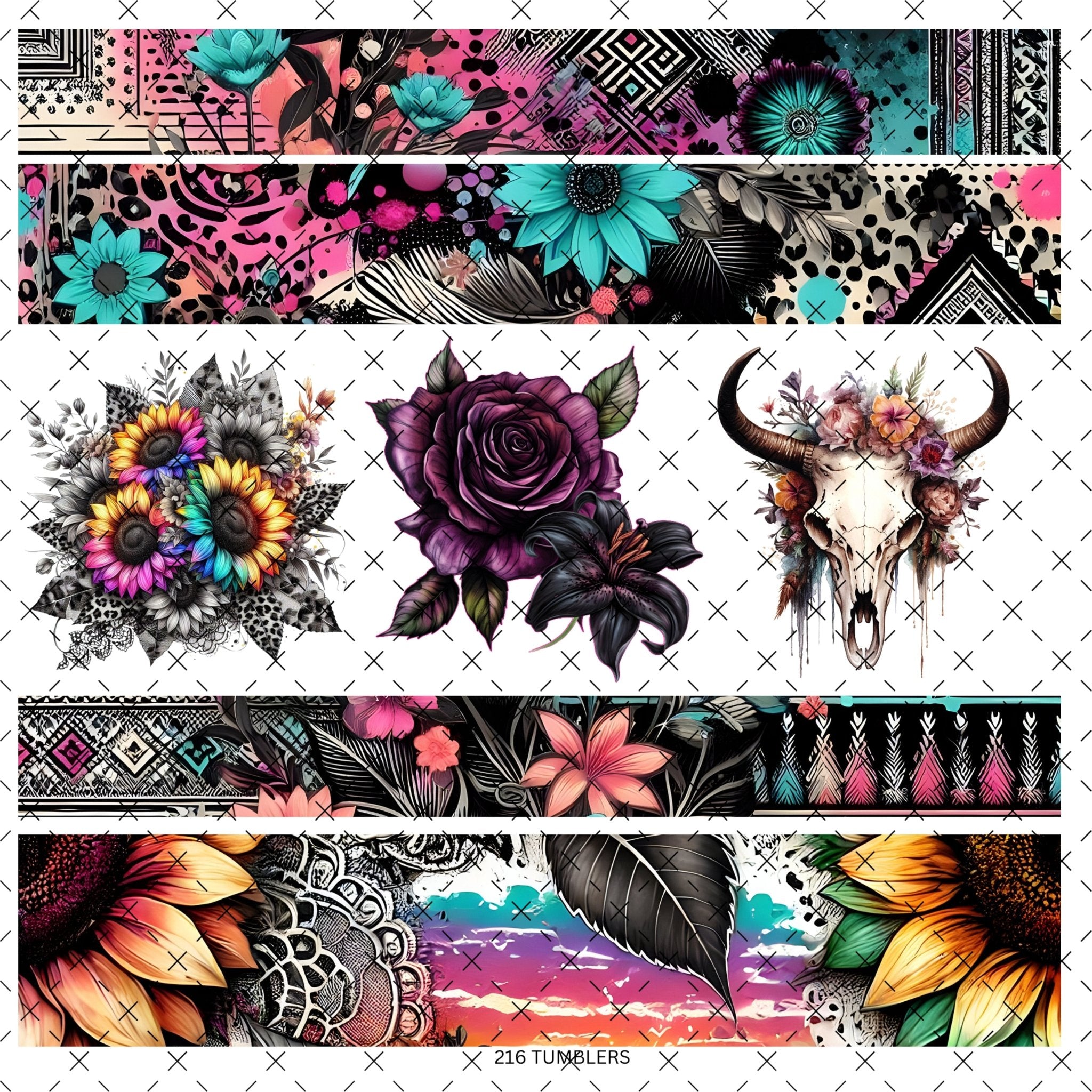 10X10 - 156 BANDS AND DECALS - 216 Tumblers
