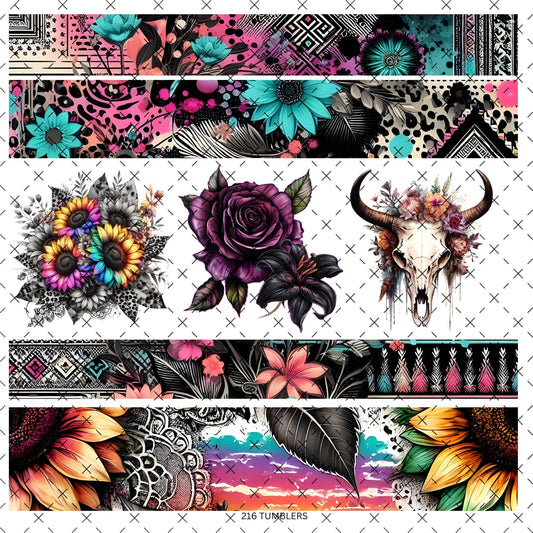 10X10 - 156 BANDS AND DECALS - 216 Tumblers