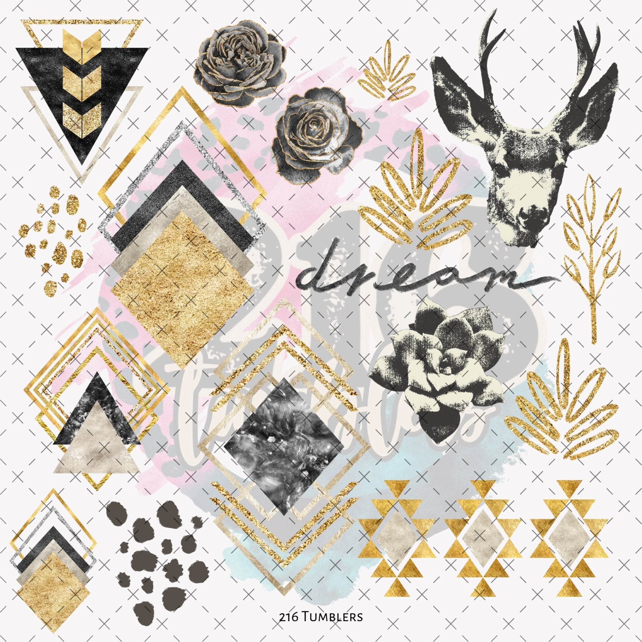 10X10 - 164 DIAMOND AZTEC - 216 Tumblers