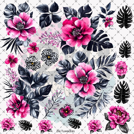 10X10 - 169 PINK /BLACK /LEOPARD MONSTERA - 216 Tumblers