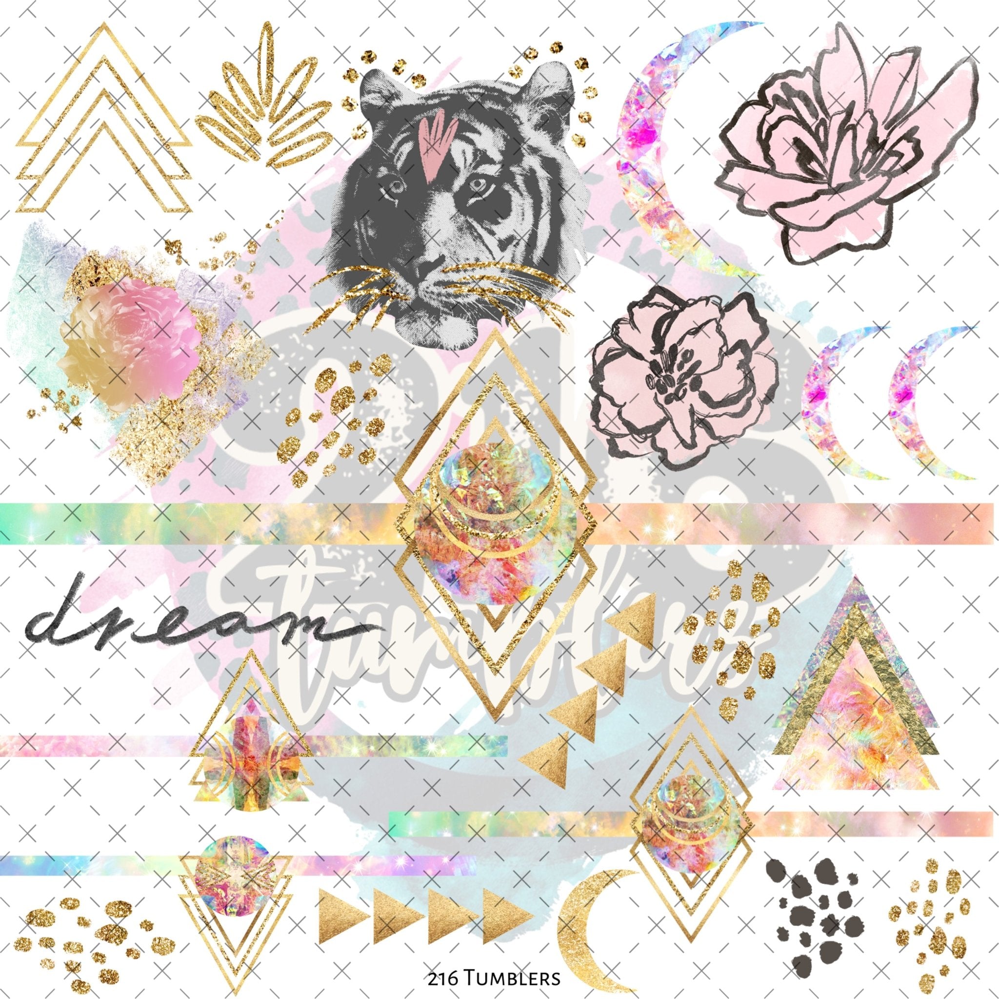 10X10 - 173 Pastel Tribe - 216 Tumblers