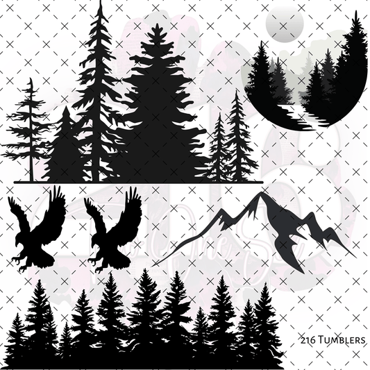 10X10 - 182 WILDERNESS OUTLINES - 216 Tumblers