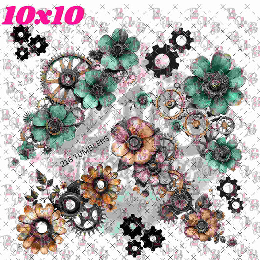 10X10 - 187 GEAR FLOWERS - 216 Tumblers