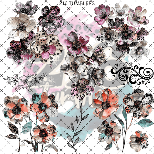 10X10 - 191 NEWSPAPER FLOWERS - 216 Tumblers