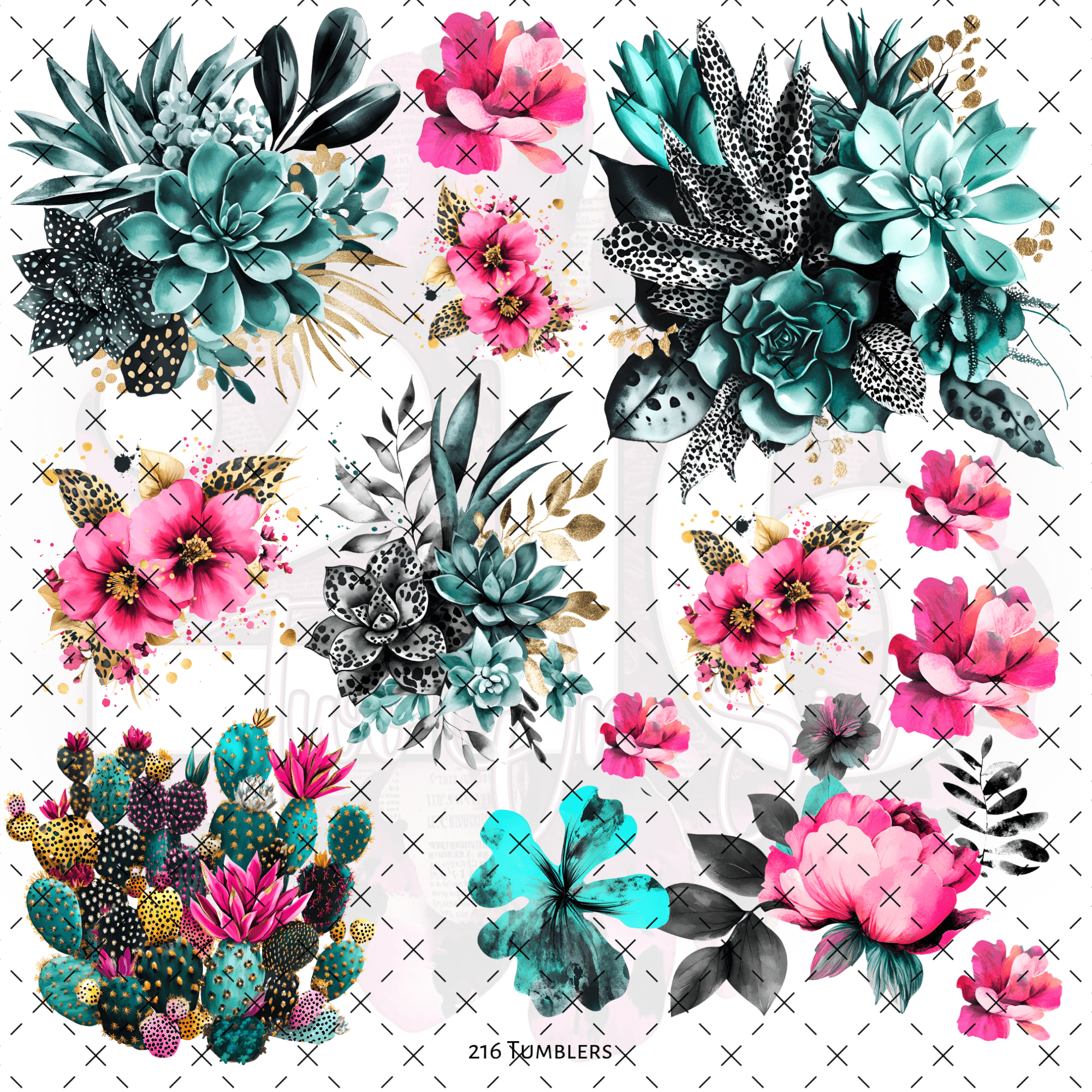 10X10 - 197 FLOWERS - 216 Tumblers