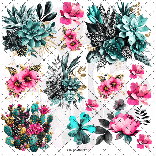 10X10 - 197 FLOWERS - 216 Tumblers