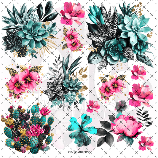 10X10 - 197 FLOWERS - 216 Tumblers