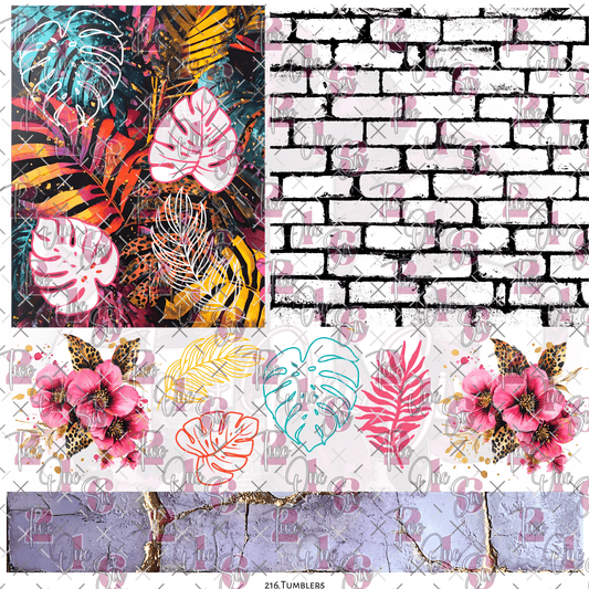 10X10 - 204 MONSTERA BRICK PEEK A BOO - 216 Tumblers