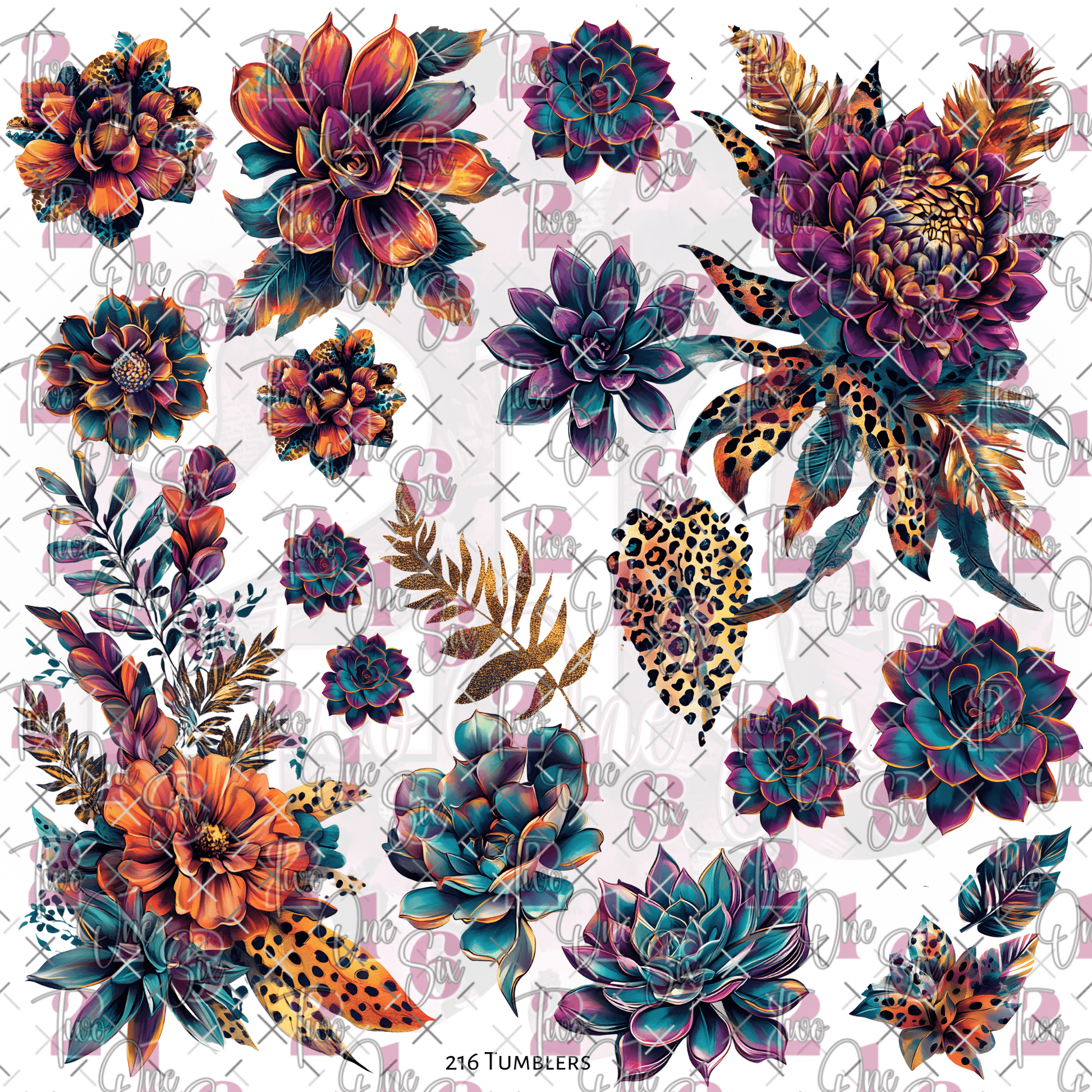 10X10 - 216 GYPSY FLOWERS - 216 Tumblers