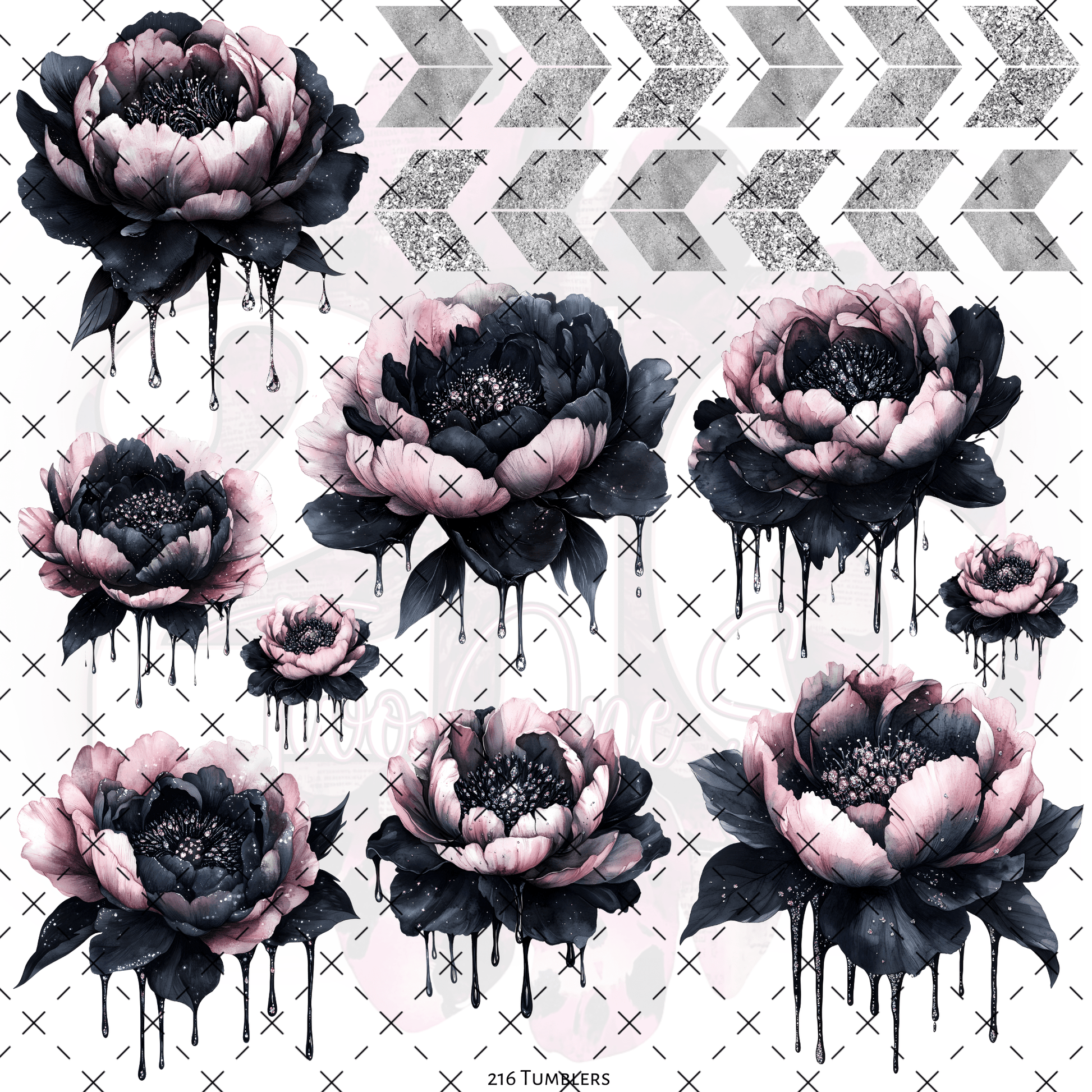 10X10 - 217 GOTHIC FANTASY FLORAL DRIP - 216 Tumblers