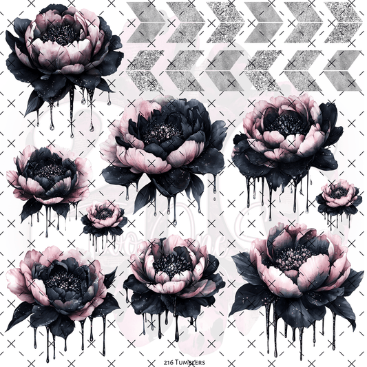 10X10 - 217 GOTHIC FANTASY FLORAL DRIP - 216 Tumblers