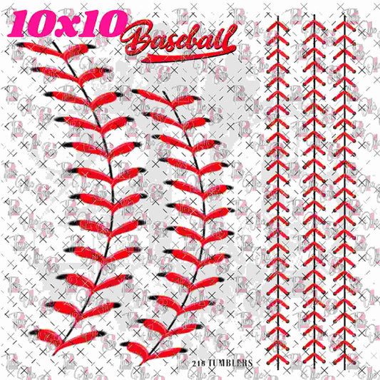 10X10 - 219 BASEBALL STITCHES - 216 Tumblers