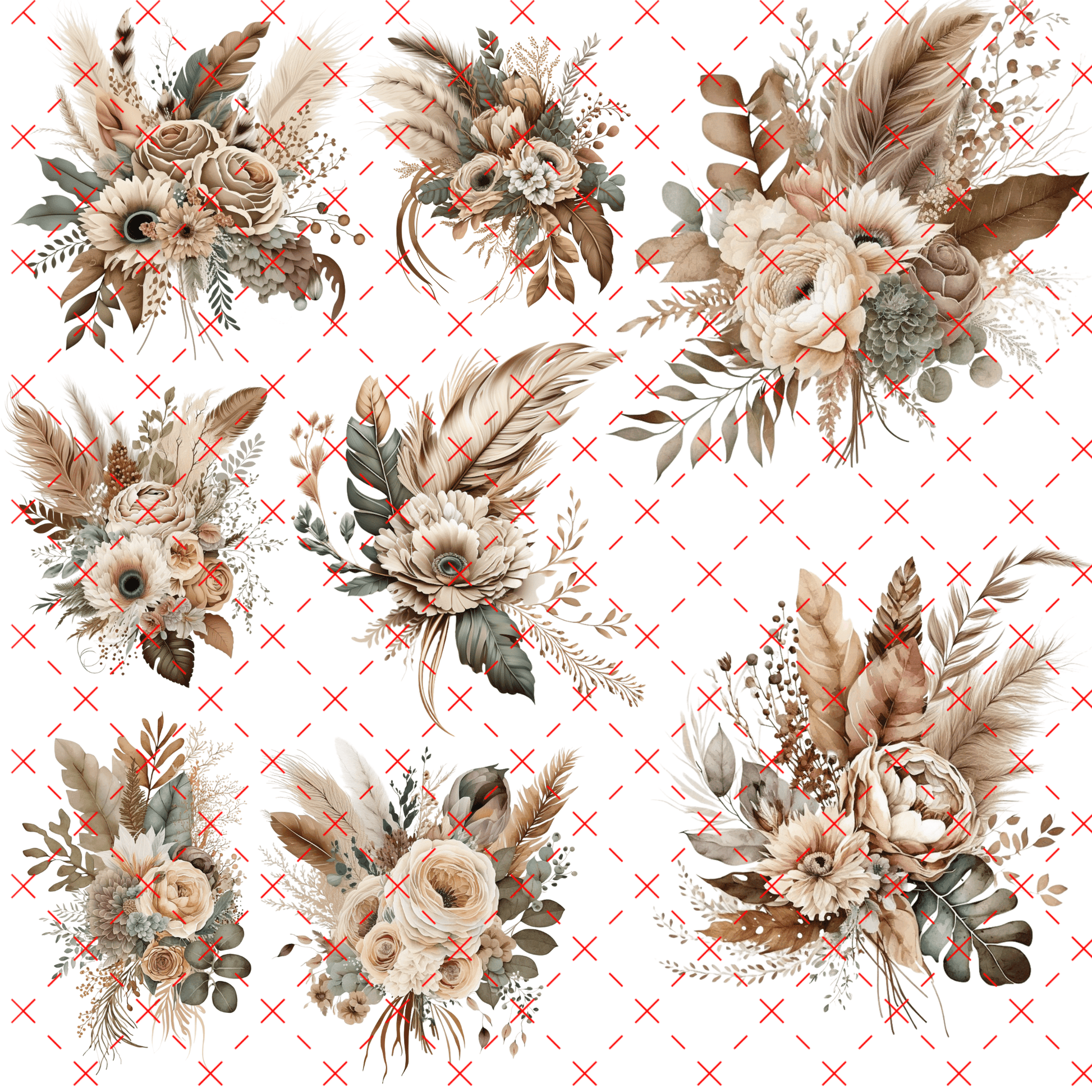 10X10 25 BIG BOHO FLOWERS - 216 Tumblers
