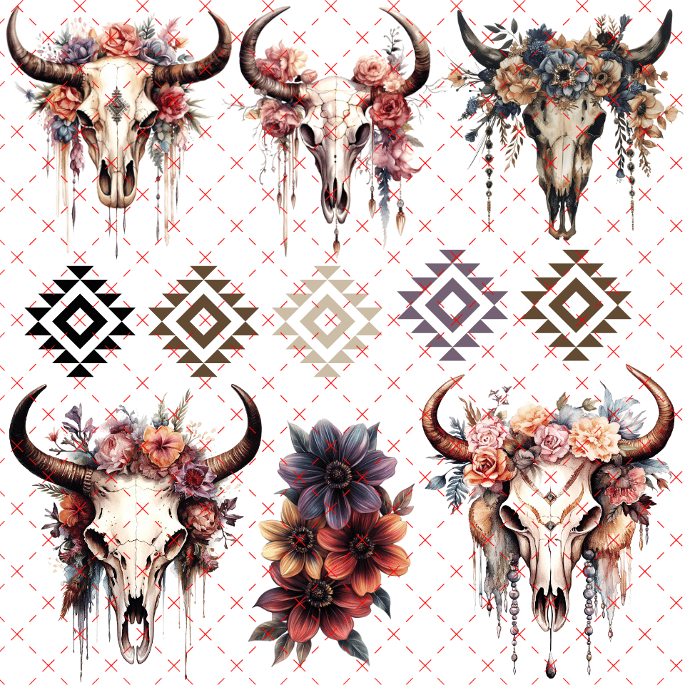 10X10 - 33 ULTIMATE BULL SKULLS - 216 Tumblers