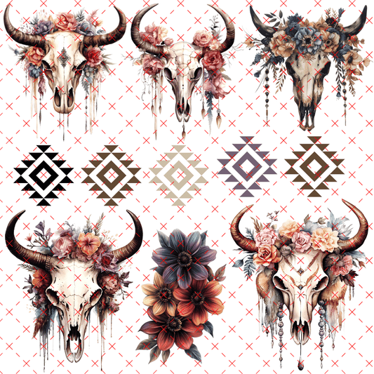 10X10 - 33 ULTIMATE BULL SKULLS - 216 Tumblers