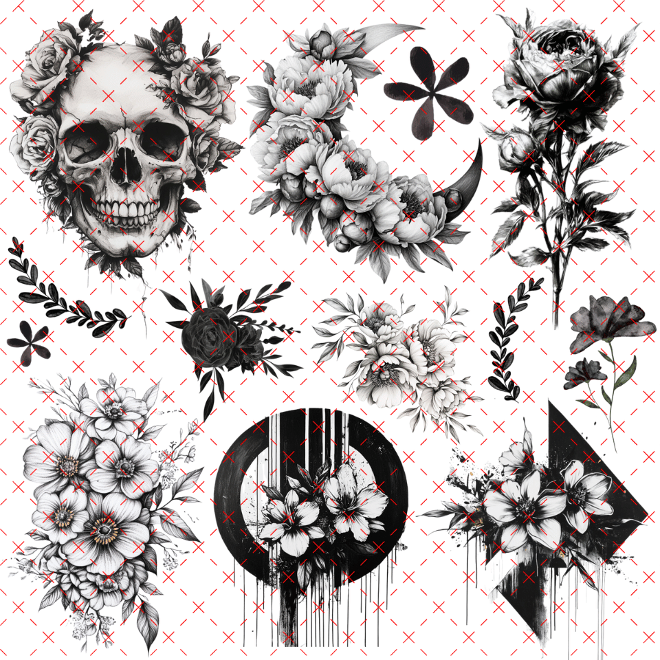 10X10 - 47 MONO CHROME ELEMENTS - 216 Tumblers