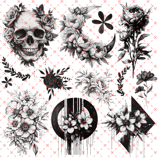 10X10 - 47 MONO CHROME ELEMENTS - 216 Tumblers