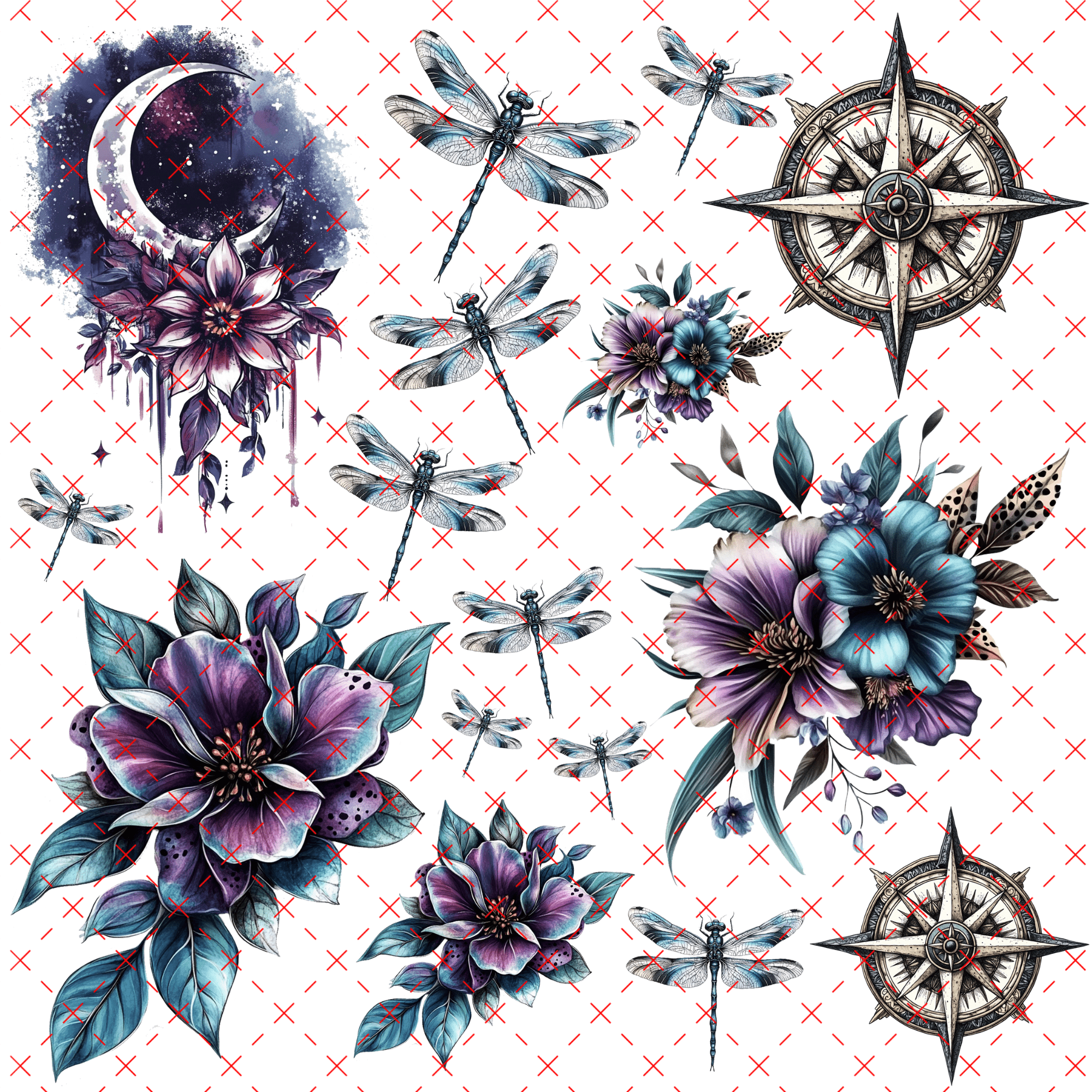 10X10 - 53 DRAGONFLY CELESTIAL - 216 Tumblers
