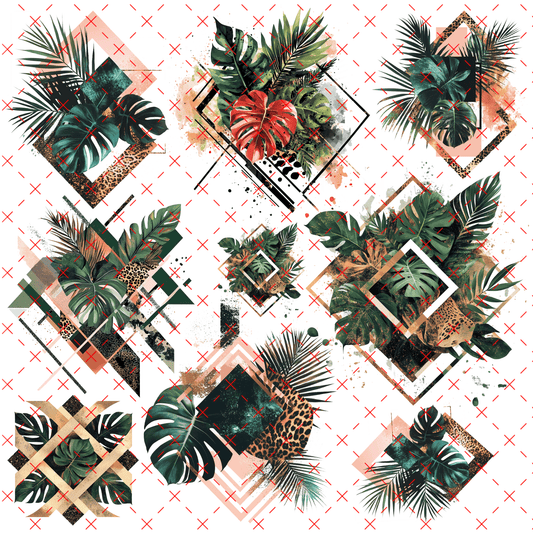 10X10 - 62 GEOMETRIC MONSTERA - 216 Tumblers