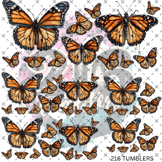 10X10 - 74 MONARCH BUTTERFLIES - 216 Tumblers