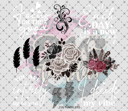 10X10 - 78 WORD SHEET 7 WHITE WORDS W/ FEATHERS - 216 Tumblers