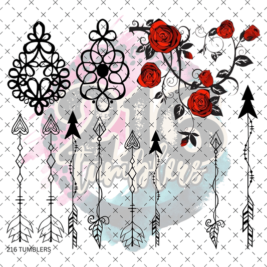 10X10 - 87 TWISTED ARROWS OUTLINES - 216 Tumblers