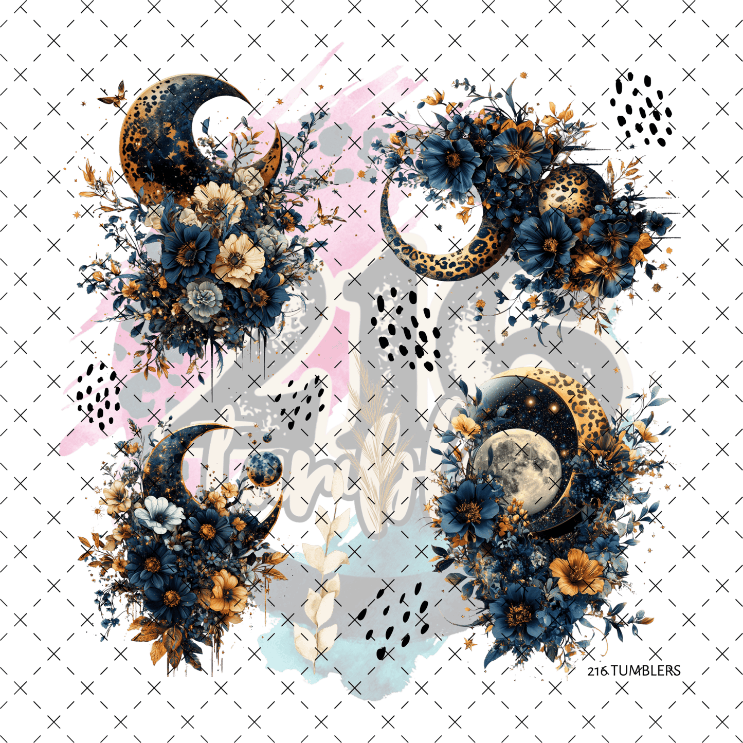 10X10 - 92 LEOPARD MOON - 216 Tumblers