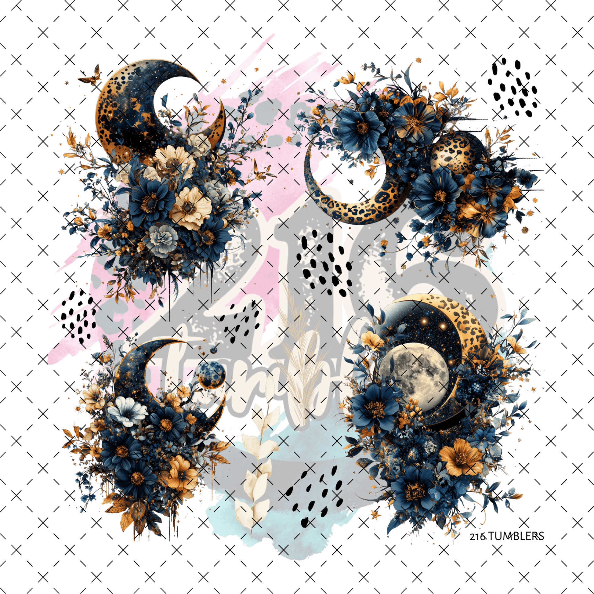 10X10 - 92 LEOPARD MOON - 216 Tumblers