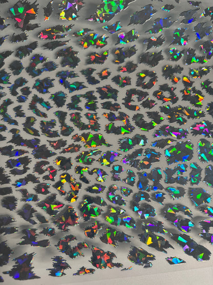 10X10 - DIAMOND CUT HOLOGRAPHIC LEOPARD SILVER - 216 Tumblers