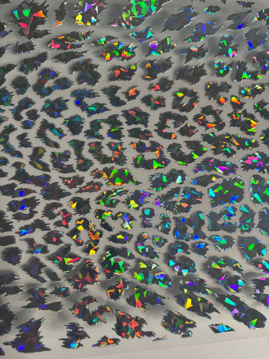 10X10 - DIAMOND CUT HOLOGRAPHIC LEOPARD SILVER - 216 Tumblers