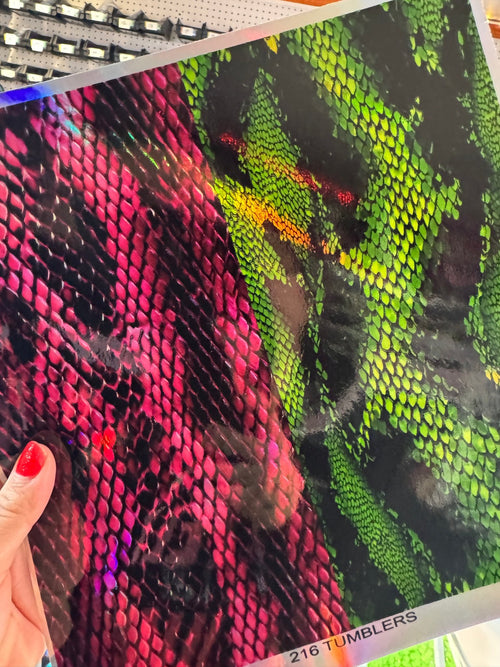 10x10 HOLO GREEN / PINK SNAKE - 216 Tumblers